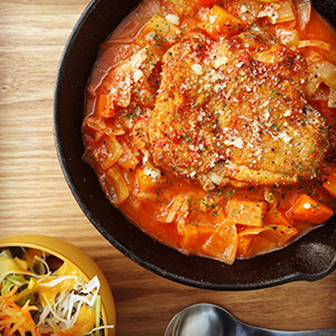 ホロホロな鶏もも一枚のミネストローネ